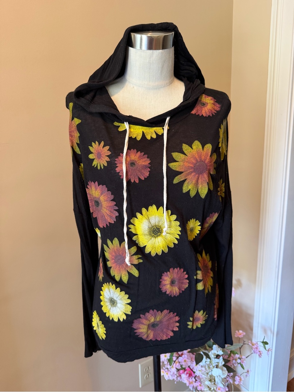 Ginger G Black Hoodie with Yellow & Orange Floral Print - Picture 8 of 8
